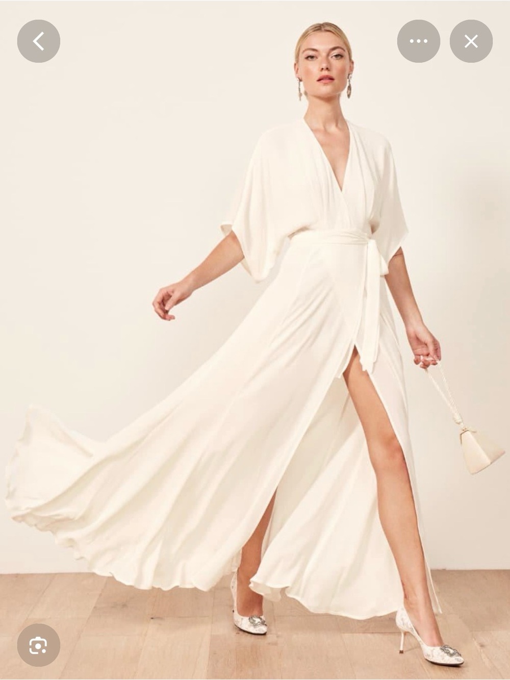 NWT Reformation Dress, Size XS, White Partially Lined, Winslow Wrap Maxi Dress